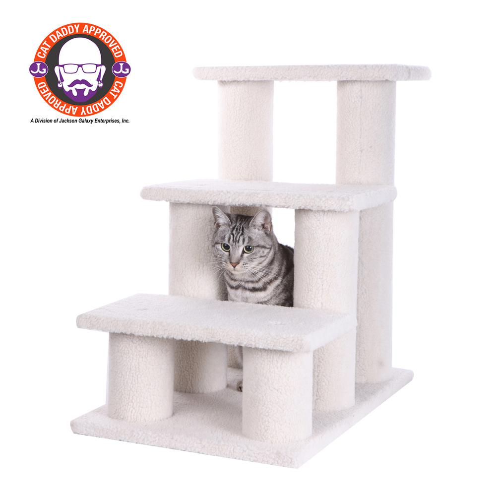 Armarkat 3 Step Real Wood Cat Step Stairs Ramp,  25" Height Dogs Climber And Kitten Steps B3001, Goodies N Stuff