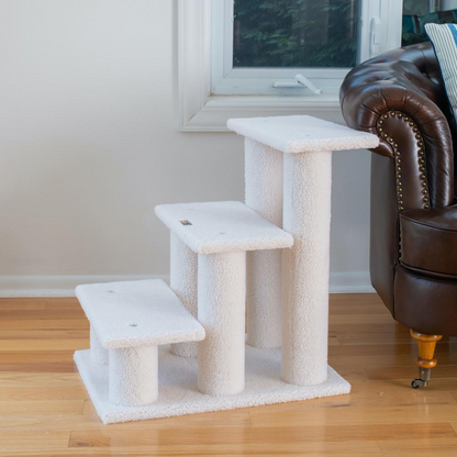 Armarkat 3 Step Real Wood Cat Step Stairs Ramp,  25" Height Dogs Climber And Kitten Steps B3001, Goodies N Stuff