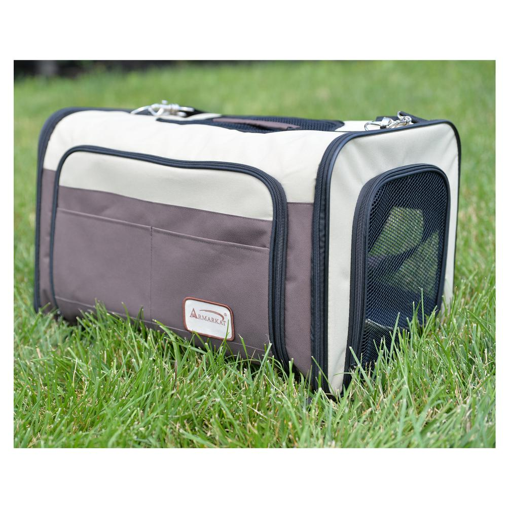 Armarkat Pet Carrier, Beige & Chocolate, PC102R - Comfortable and Safe Travel for Your Pet, Goodies N Stuff