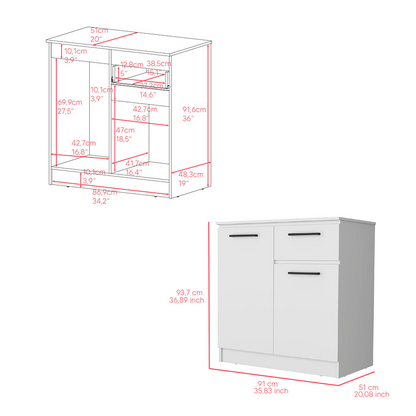 Multi-Functional Dresser Carlin, Top Surface as TV Stand, White Finish, Cabinets & Storage, Goodies N Stuff