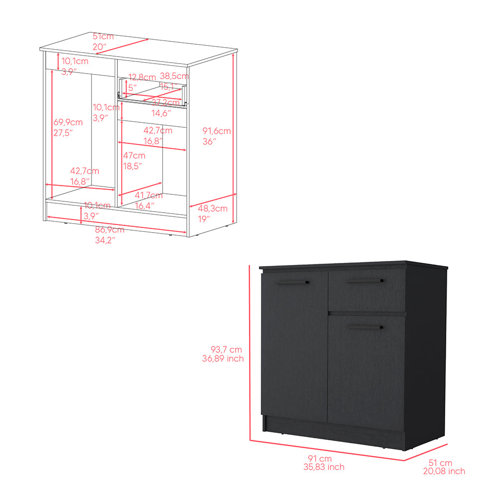 Multi-Functional Dresser Carlin, Top Surface as TV Stand, Black Wengue Finish, Cabinets & Storage, Goodies N Stuff