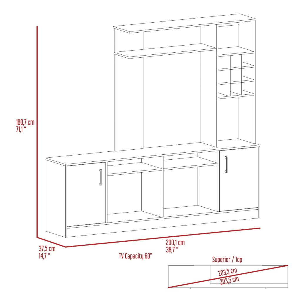 Entertainment Center Modoc For TV´s up 78", Black Wengue Finish, Goodies N Stuff