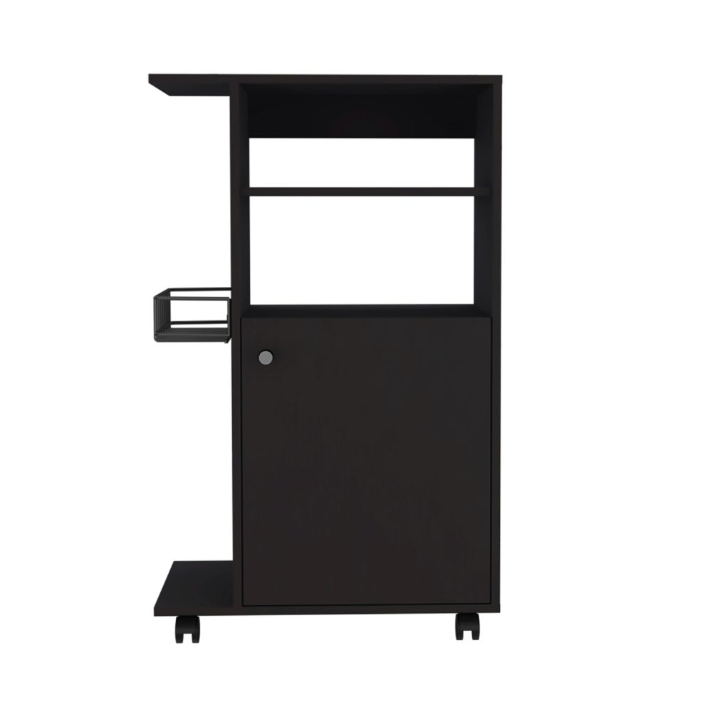 Kitchen Cart Kryot, Single Door Cabinet, Four Casters, Black Wengue Finish, Goodies N Stuff