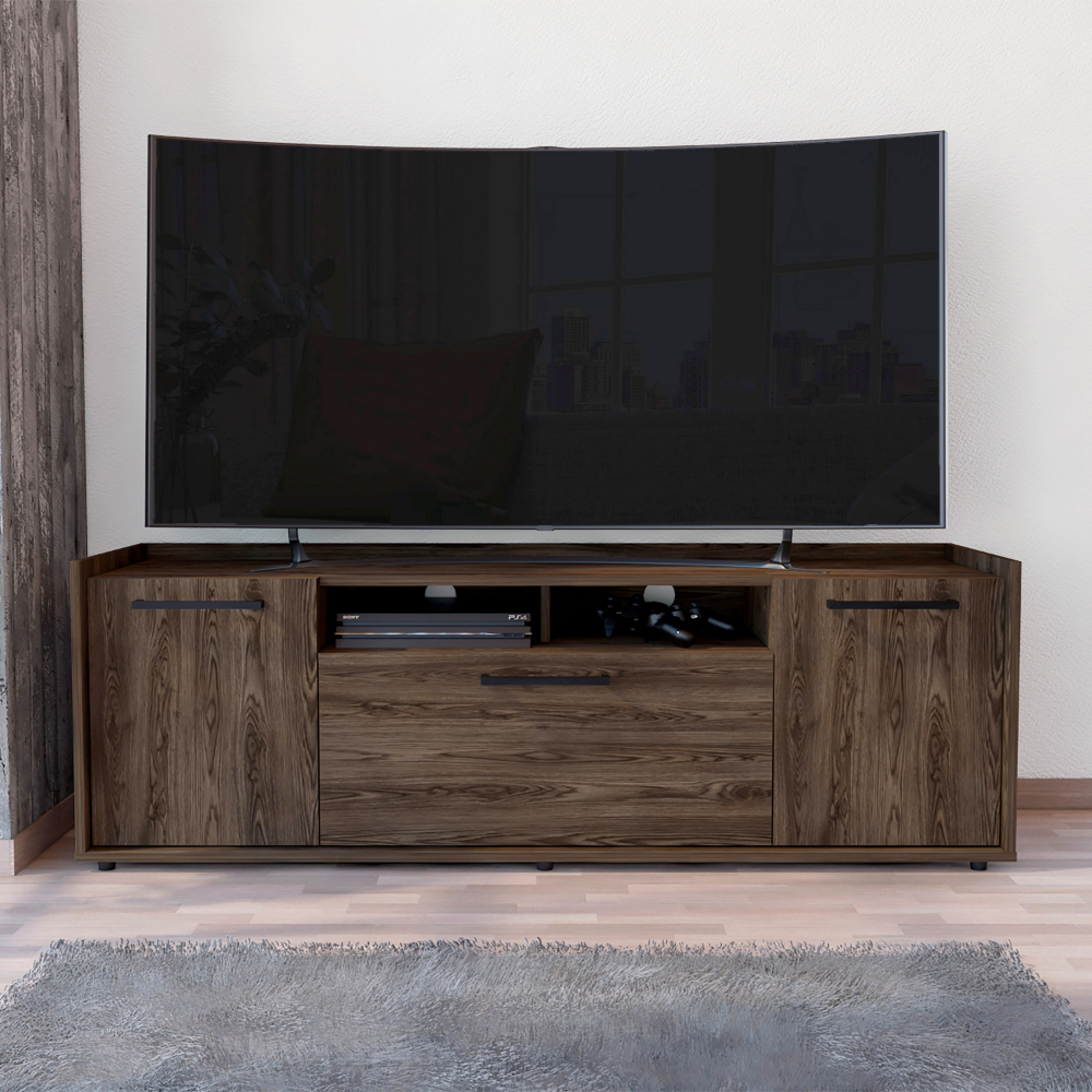 Tv Stand for TV´s up 55" Dext, One Cabinet, Double Door, Dark Walnut Finish, Goodies N Stuff