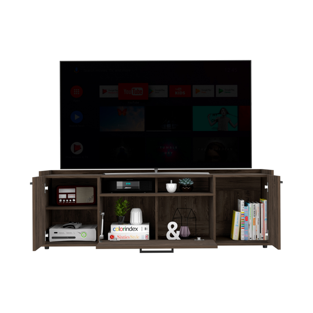 Tv Stand for TV´s up 55" Dext, One Cabinet, Double Door, Dark Walnut Finish, Goodies N Stuff