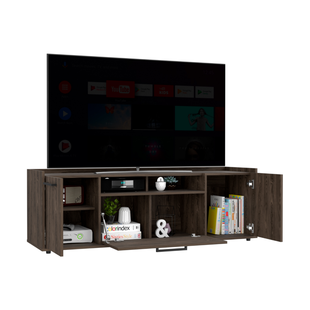 Tv Stand for TV´s up 55" Dext, One Cabinet, Double Door, Dark Walnut Finish, Goodies N Stuff