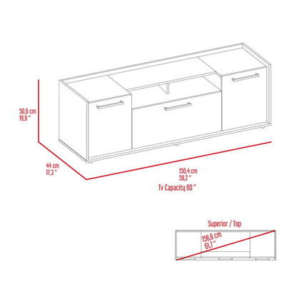 Tv Stand for TV´s up 55" Dext, One Cabinet, Double Door, Dark Walnut Finish, Goodies N Stuff