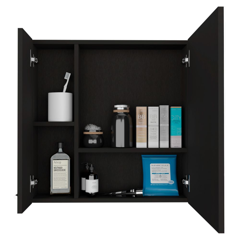 Medicine Cabinet Prague - Four Internal Shelves, Single Door, Black Wengue Finish, Goodies N Stuff