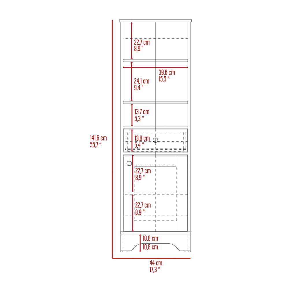 Linen Cabinet Burnedt, Multiple Shelves, Light Oak / White Finish, Goodies N Stuff