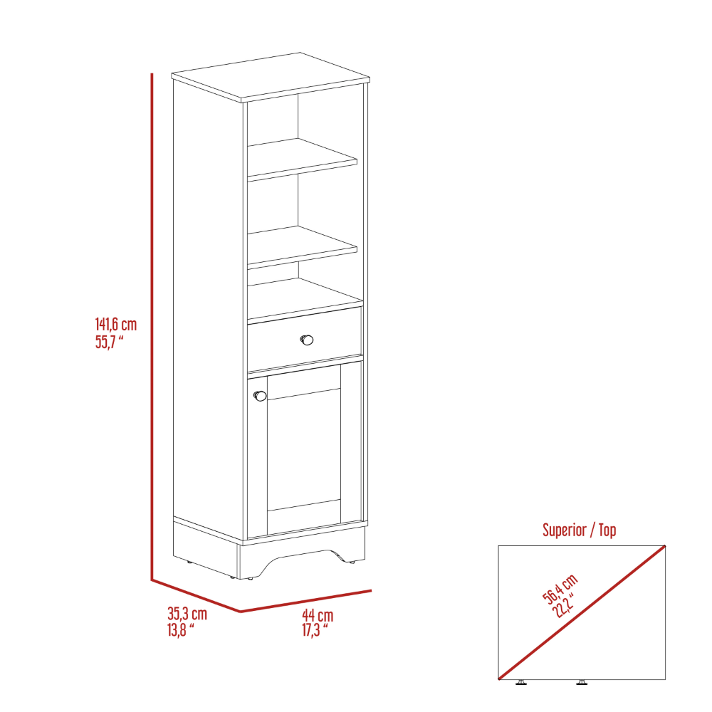 Linen Cabinet Burnedt, Multiple Shelves, Light Oak / White Finish, Goodies N Stuff