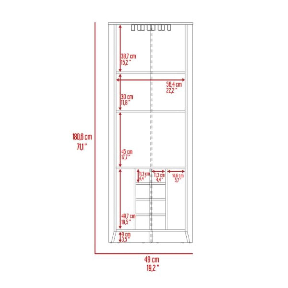 Corner Bar Cabinet Castle | Three Shelves, Eight Wine Cubbies | Black Wengue Finish, Goodies N Stuff