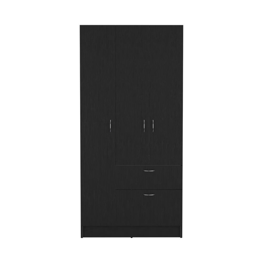 Armoire Cobra, Double Door Cabinets, One Drawer, Five Shelves, Black Wengue / White Finish, Cabinets & Storage, Goodies N Stuff