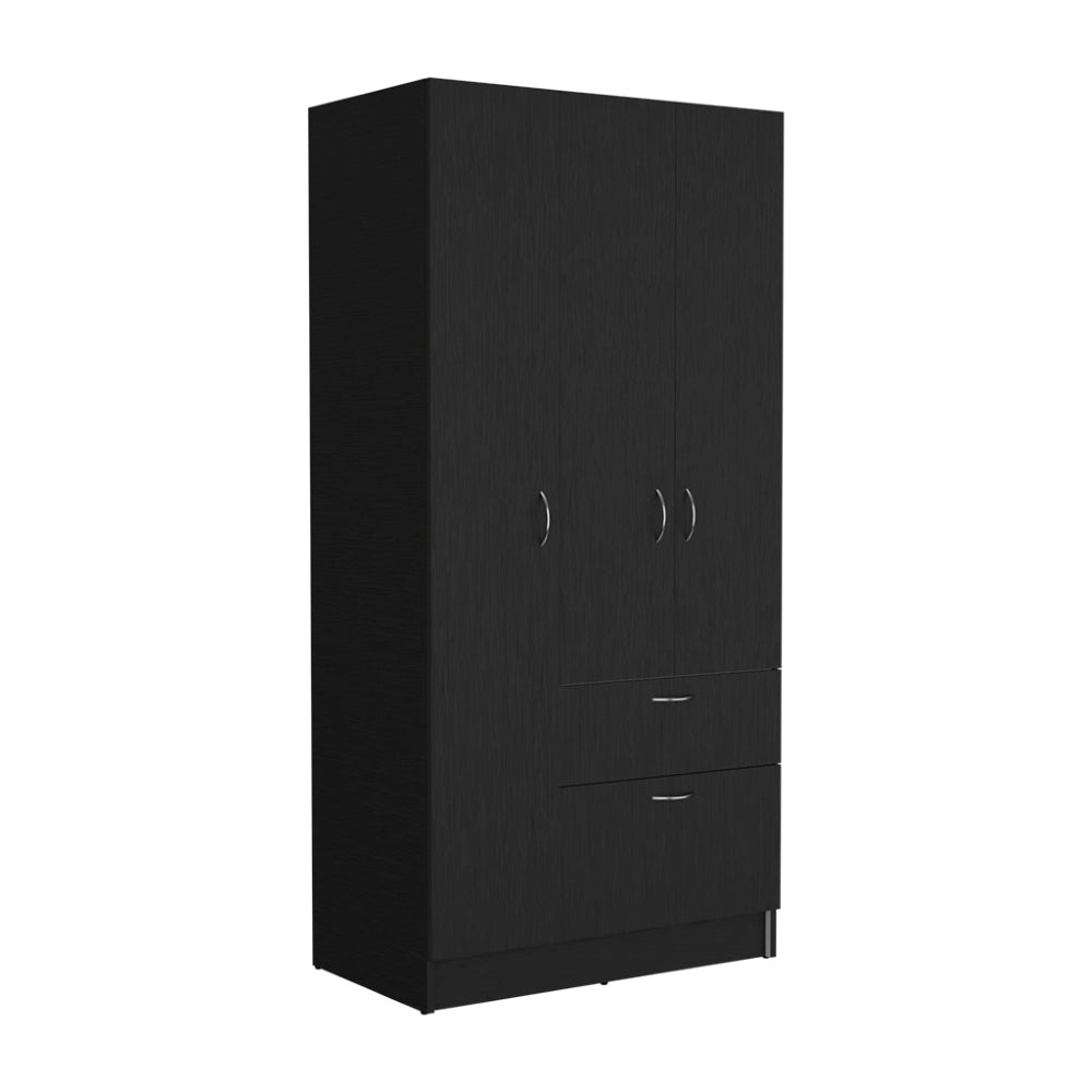 Armoire Cobra, Double Door Cabinets, One Drawer, Five Shelves, Black Wengue / White Finish, Cabinets & Storage, Goodies N Stuff