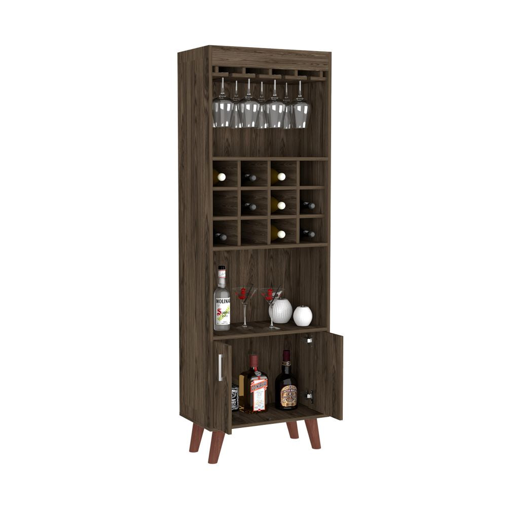 Bar Cabinet Bull, Twelve Wine Cubbies, Rack, Dark Walnut Finish, Goodies N Stuff