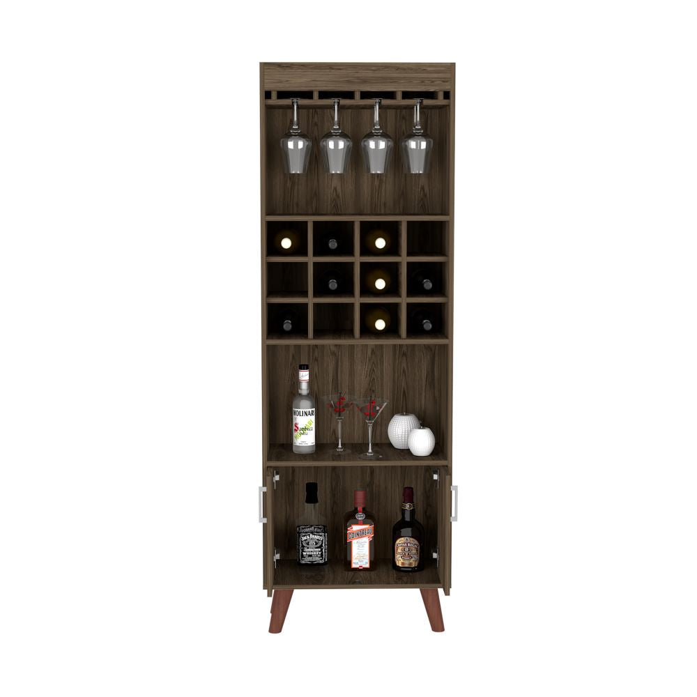 Bar Cabinet Bull, Twelve Wine Cubbies, Rack, Dark Walnut Finish, Goodies N Stuff