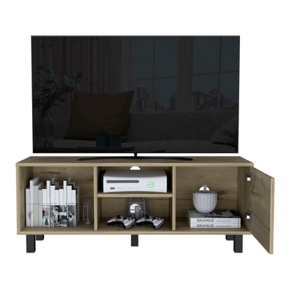 Tv Stand for TV´s up 43" Three Open Shelves Fredericia, One Cabinet, Light Oak Finish, Goodies N Stuff