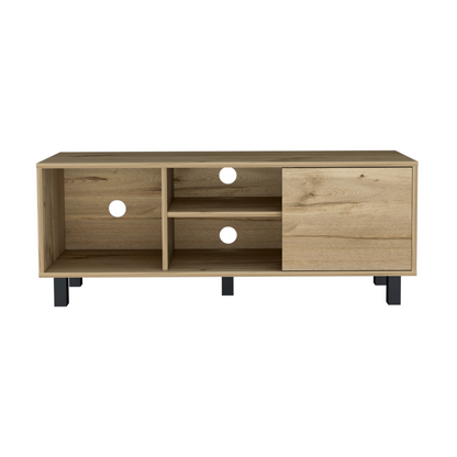 Tv Stand for TV´s up 43" Three Open Shelves Fredericia, One Cabinet, Light Oak Finish, Goodies N Stuff