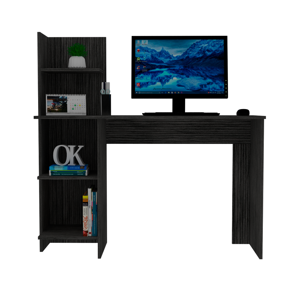 Desk Wichita, Four Shelves, Smokey Oak Finish - Modern Multifunctional Space for Study or Work, Goodies N Stuff