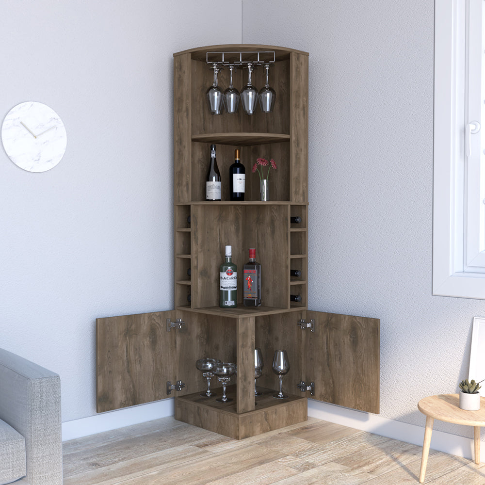 Bar Cabinet Papprika - 8 Wine Cubbies, Double Door, Dark Brown Finish, Goodies N Stuff