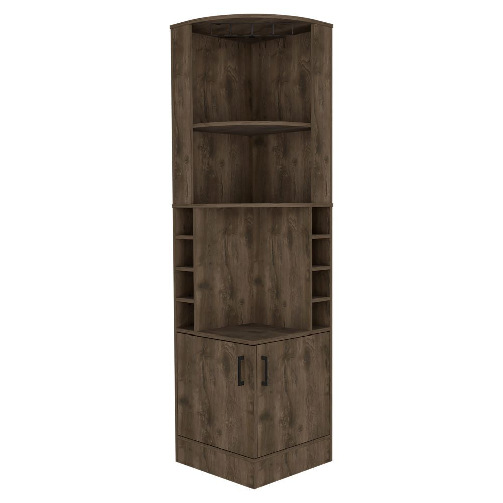 Bar Cabinet Papprika - 8 Wine Cubbies, Double Door, Dark Brown Finish, Goodies N Stuff