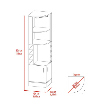 Bar Cabinet Papprika - 8 Wine Cubbies, Double Door, Dark Brown Finish, Goodies N Stuff