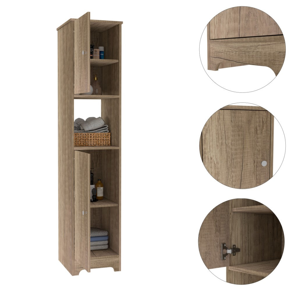 Linen Cabinet Albany, Four Interior Shelves, Light Oak Finish, Goodies N Stuff