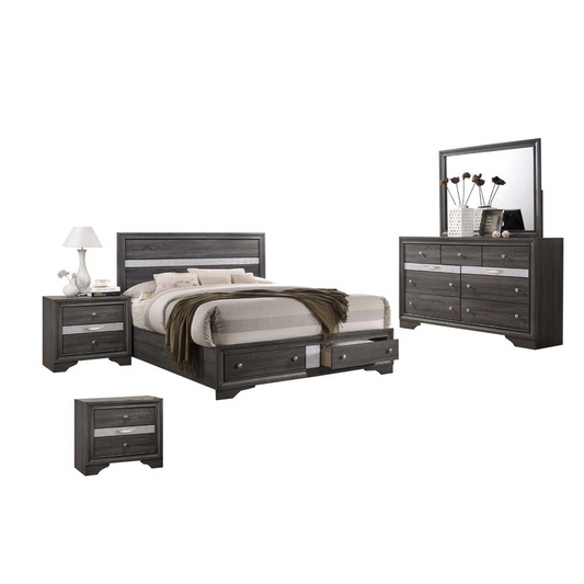 David Gray 5pc Bed Set, two Nightstands - Eastern King, Goodies N Stuff