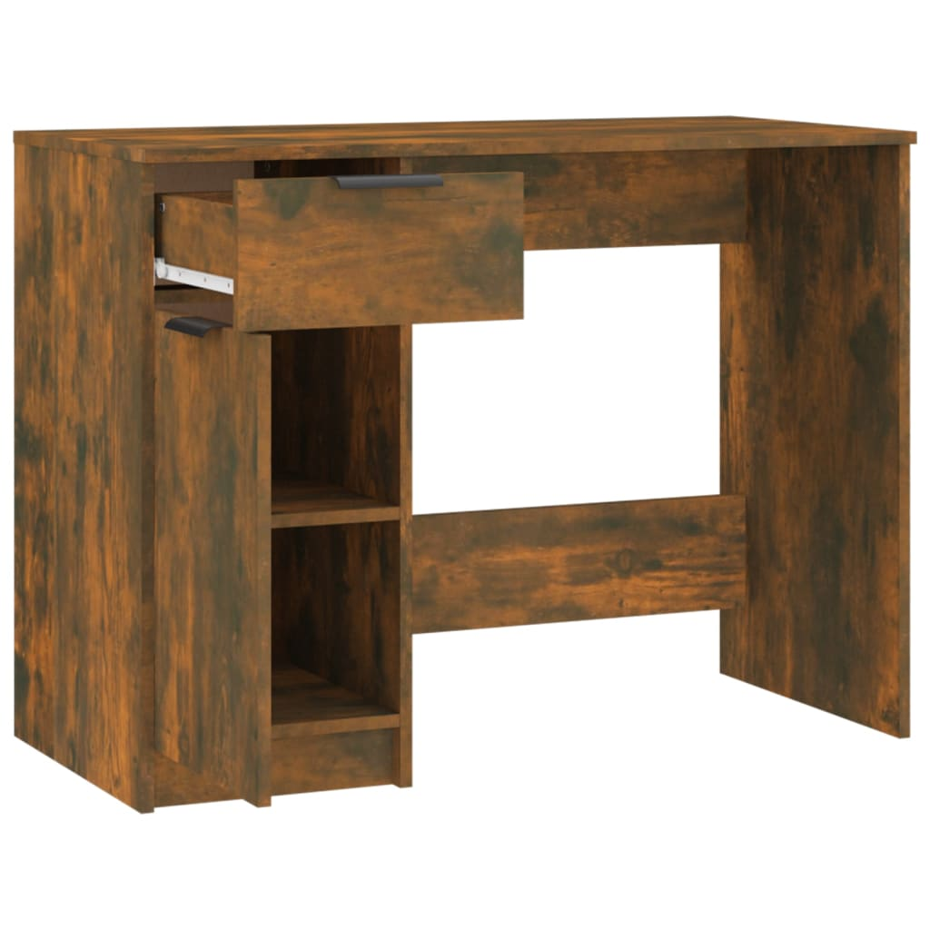 vidaXL Desk Smoked Oak 39.4"x19.7"x29.5" Engineered Wood, Goodies N Stuff