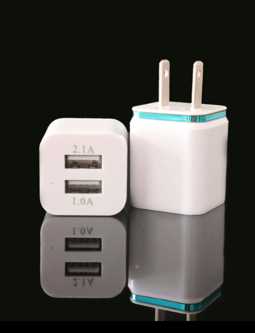 USB Wall Charger Plug Block Cube 2 Port Portable Fast Charger, Goodies N Stuff