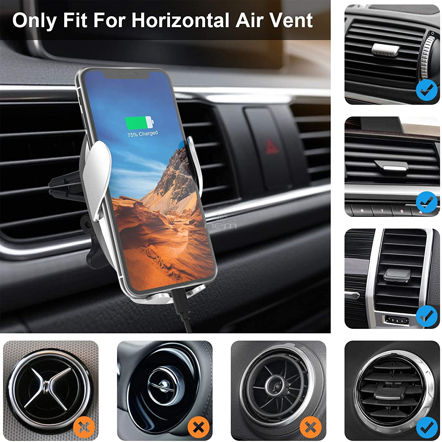Universal Wireless Car Phone Charger Mount Holder Automatic Clamping, Goodies N Stuff