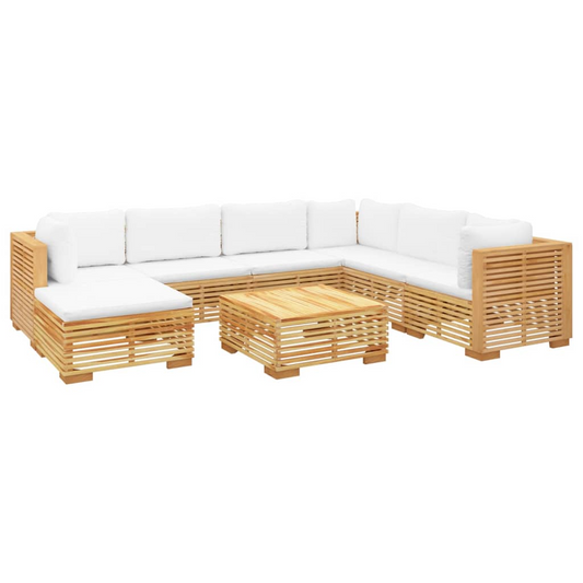vidaXL 8 Piece Patio Lounge Set with Cushions Solid Wood Teak, Goodies N Stuff