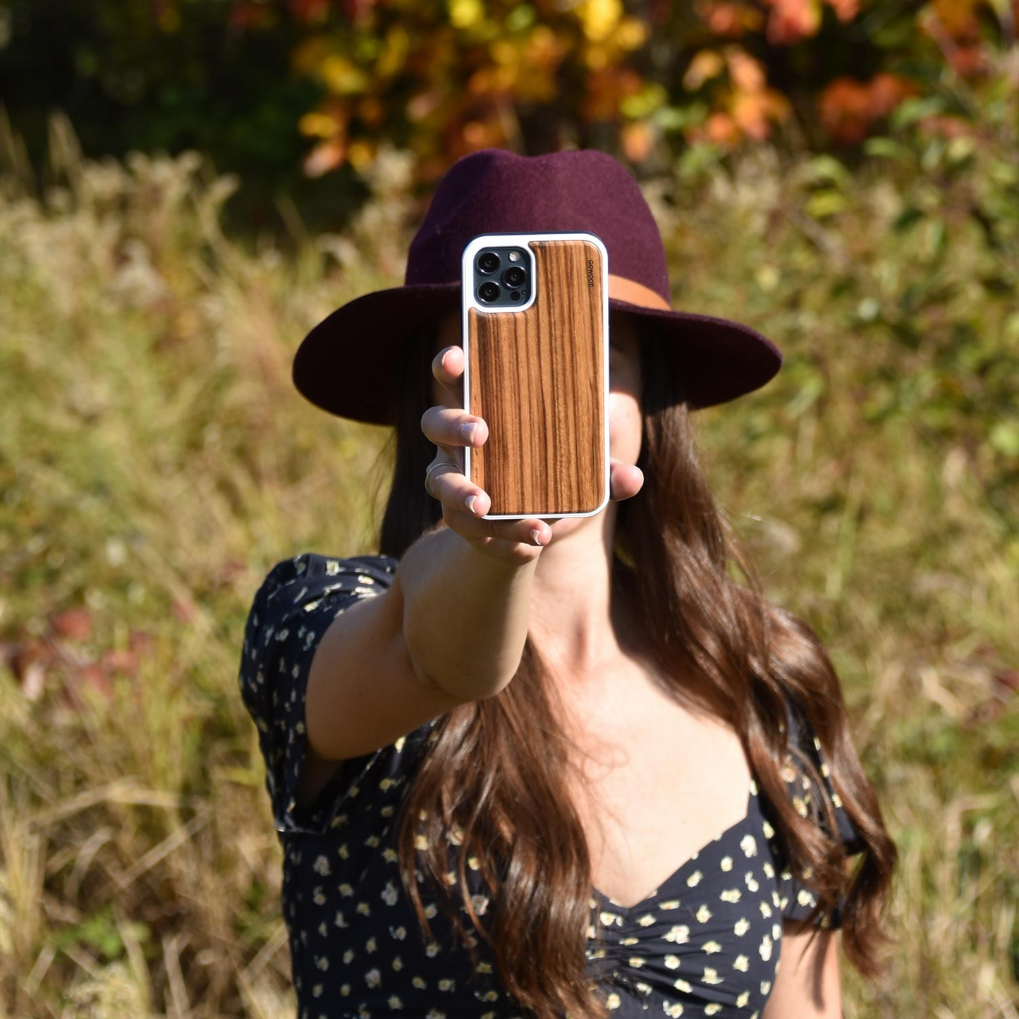 iPhone 12 and iPhone 12 Pro wood case zebra backside with TPU bumper and white PC, Goodies N Stuff