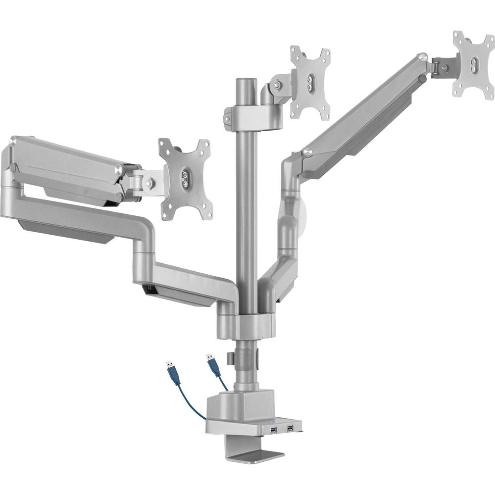 Lorell Mounting Arm for Monitor - Gray - Height Adjustable - 3 Display(s) Supported - 15.40 lb Load Capacity - 75 x 75, 100 x 100 - 1 Each, Goodies N Stuff