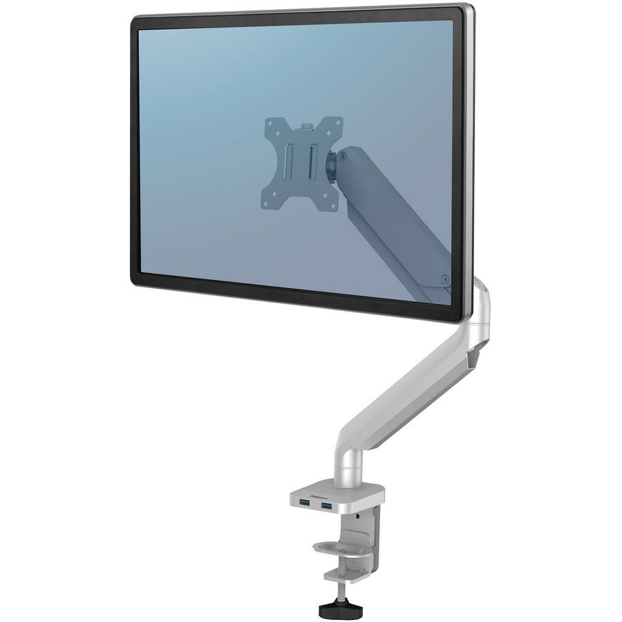 Fellowes Platinum Series Single Monitor Arm - Silver - 1 Display(s) Supported - 27" Screen Support - 20 lb Load Capacity - 1 Each, Goodies N Stuff