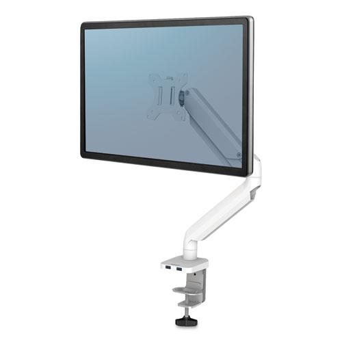 Platinum Series Single Monitor Arm, For 27" Monitors, 360 deg Rotation, 45 deg Tilt, 180 deg Pan, White, Supports 20 lb, Goodies N Stuff