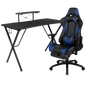 Black Gaming Desk with Cup Holder/Headphone Hook and Monitor/Smartphone Stand & Blue Reclining Gaming Chair with Footrest, Uncategorized, Goodies N Stuff