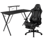 Black Gaming Desk with Cup Holder/Headphone Hook and Monitor/Smartphone Stand & Gray Reclining Gaming Chair with Footrest, Uncategorized, Goodies N Stuff