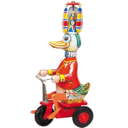 Collectible Tin Toy - Duck on Bike - 8.5"H x 3.5"W x 4.5"D