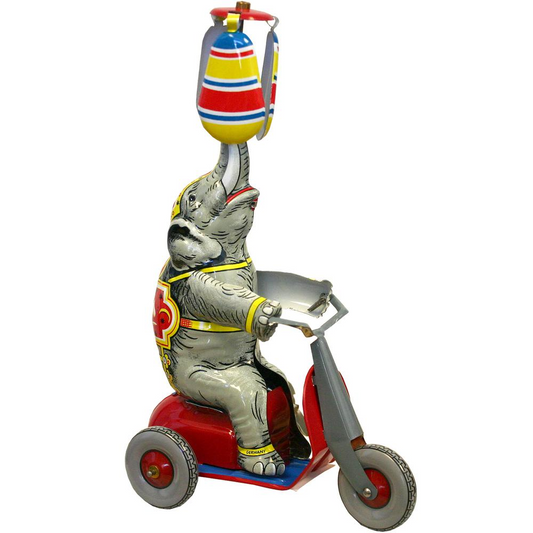 Collectible Tin Toy - Elephant on Scooter - 8.5"H x 3.5"W x 5.5"D