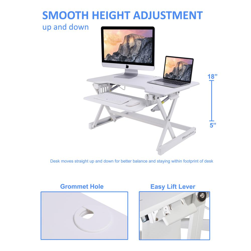 Rocelco 32" Height Adjustable Standing Desk, Goodies N Stuff