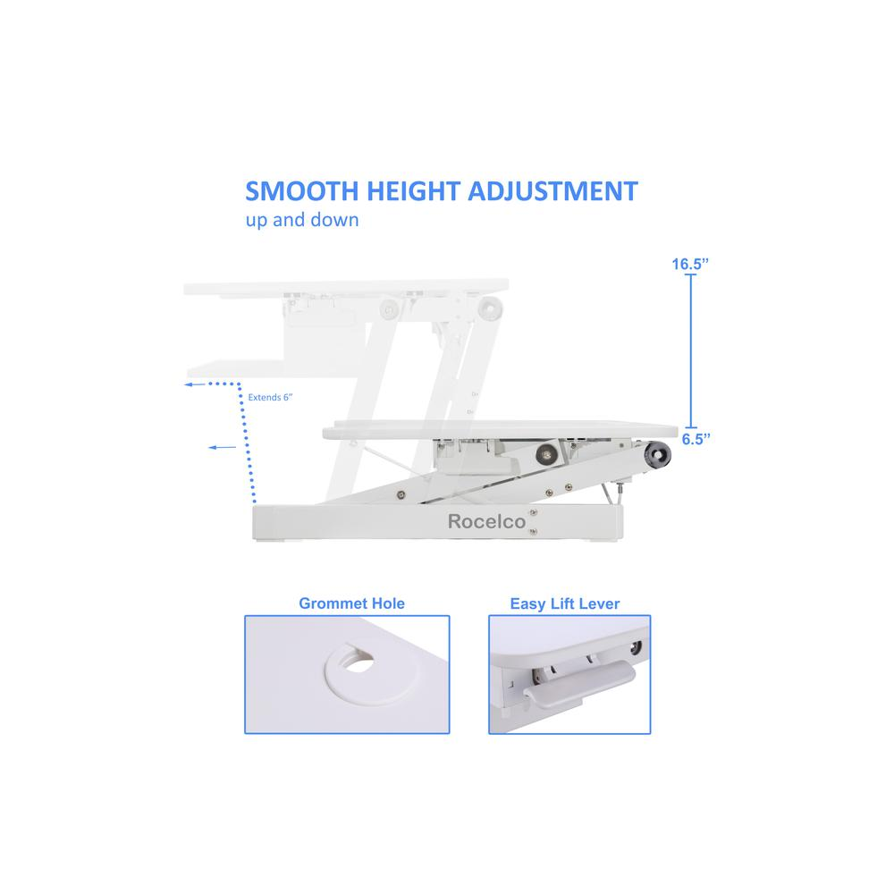Rocelco 37.5" Deluxe Height Adjustable Standing Desk Converter - Dual Monitor Riser, Goodies N Stuff