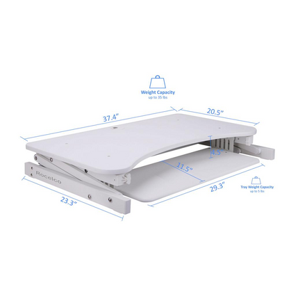 Rocelco 37.5" Deluxe Height Adjustable Standing Desk Converter - Dual Monitor Riser, Goodies N Stuff