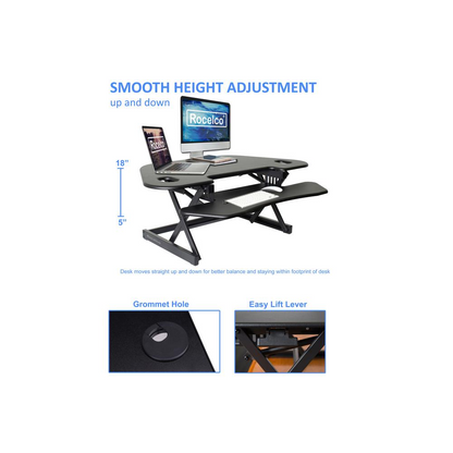 Rocelco 46" Height Adjustable Corner Standing Desk, Goodies N Stuff