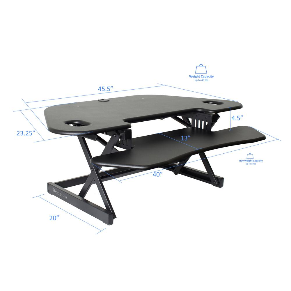 Rocelco 46" Height Adjustable Corner Standing Desk, Goodies N Stuff