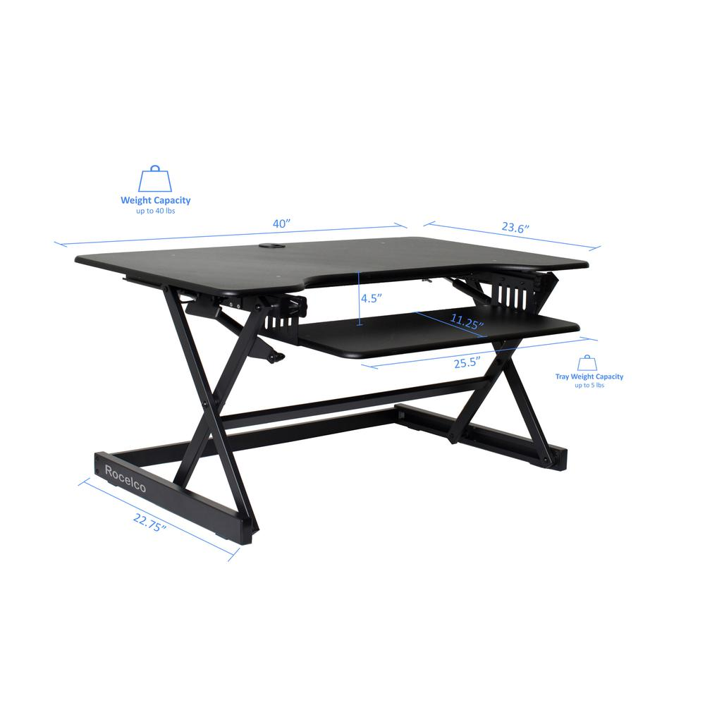 Rocelco 40" Large Height Adjustable Standing Desk, Goodies N Stuff