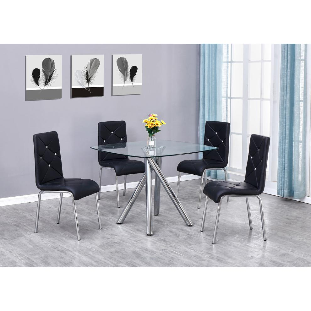 Best Master Contemporary 5-Piece Dinette Set With Faux Leather Chair in Black, Goodies N Stuff