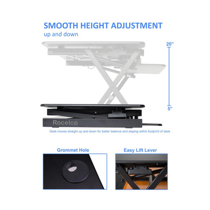 Rocelco 38" Large Height Adjustable Standing Desk, Goodies N Stuff