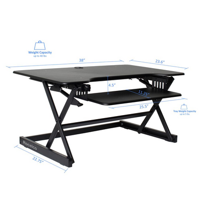 Rocelco 38" Large Height Adjustable Standing Desk, Goodies N Stuff