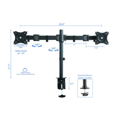 Rocelco 46" Height Adjustable Corner Standing Desk Converter with Dual Monitor Arm BUNDLE - Quick Sit Stand Up Computer Workstation Riser - Extra Large Keyboard Tray - Teak Wood Grain (R CADRG-46-DM2), Goodies N Stuff