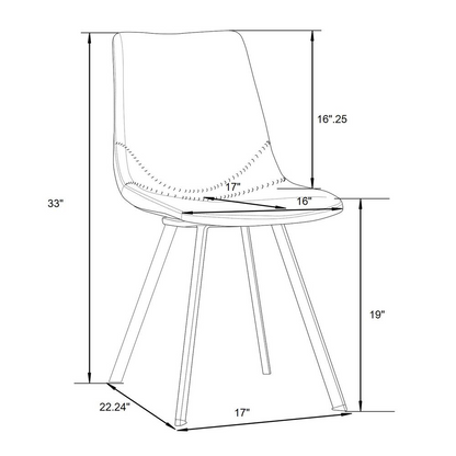 Markley Modern Leather Dining Chair With Metal Legs, Goodies N Stuff